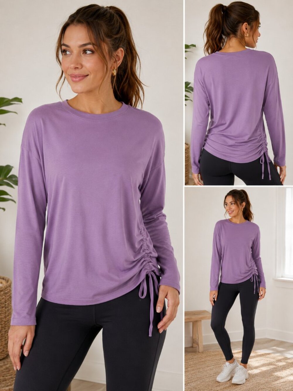 Lululemon SZ 8 Side Cinch Long Sleeve Crew Wisteria Purple